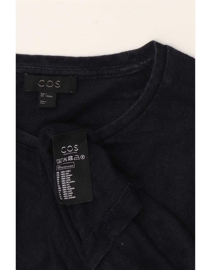 Cos Ανδρικό T-Shirt Top Μικρό λινό Navy Blue