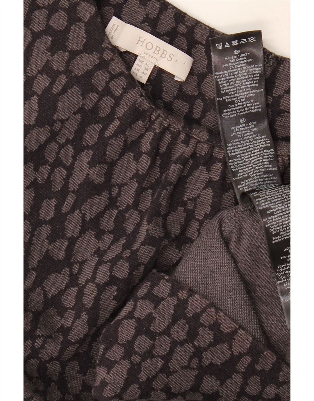 HOBBS Γυναικείο φόρεμα Bodycon UK 12 Βαμβακερό μεσαίο γκρι με στίγματα