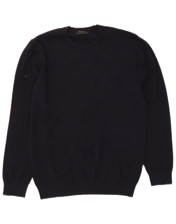 Ανδρικό πουλόβερ Zara Crew Neck Jumper Small Navy Blue