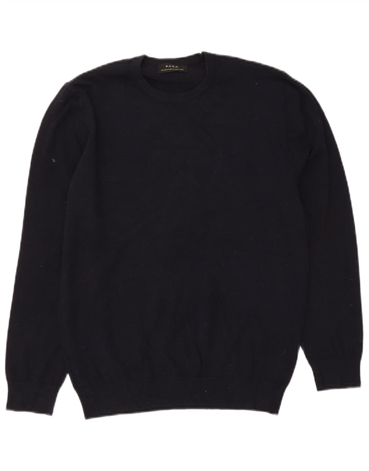Ανδρικό πουλόβερ Zara Crew Neck Jumper Small Navy Blue