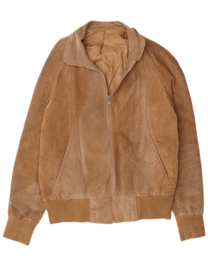 Vintage Ανδρικό Suede Bomber Jacket UK 38 Medium Beige