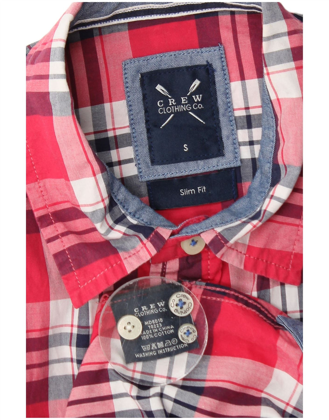 Ανδρικό πουκάμισο Crew Clothing Slim Fit Small Red Check Βαμβακερό