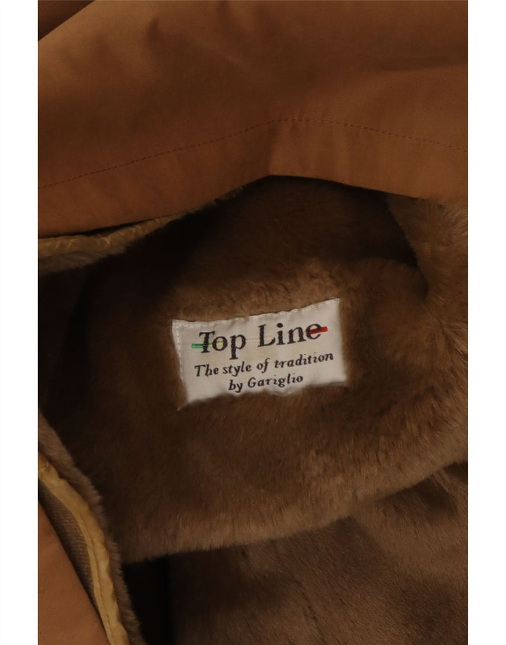 VINTAGE Γυναικείο Παλτό Sherpa UK 16 Large Brown Πολυεστέρας