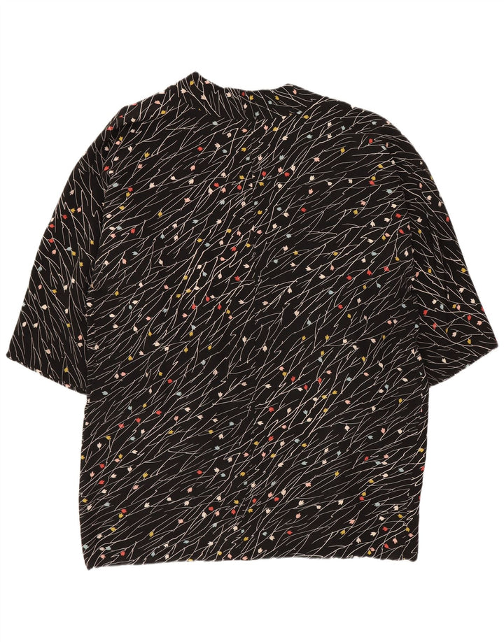 Vintage γυναικείο 3/4 μανίκι ανοιχτό σακάκι UK 20 2XL μαύρο φλοράλ