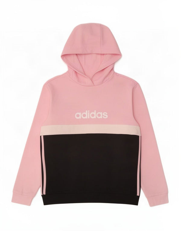 Adidas Graphic Hoodie Jumper 11-12 ετών Pink Colourblock Βαμβακερό