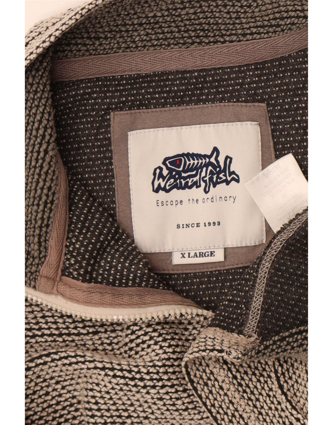 Weird Fish ανδρικό φούτερ με φερμουάρ Jumper XL Γκρι ακρυλικό χρώμα
