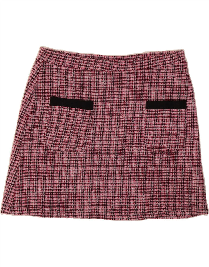 ZARA Womens High Waist Mini Skirt Large W30 Pink Check Polyester Vintage Zara and Second-Hand Zara from Messina Hembry 