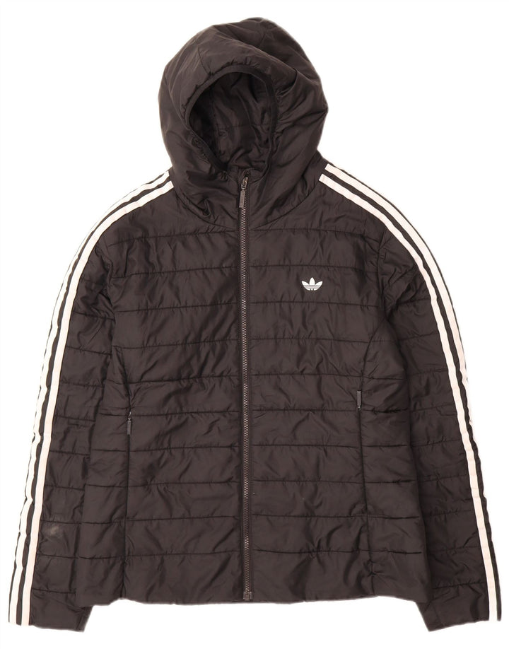 Adidas Γυναικείο μπουφάν με κουκούλα UK 14 μεγάλο μαύρο πολυεστέρα