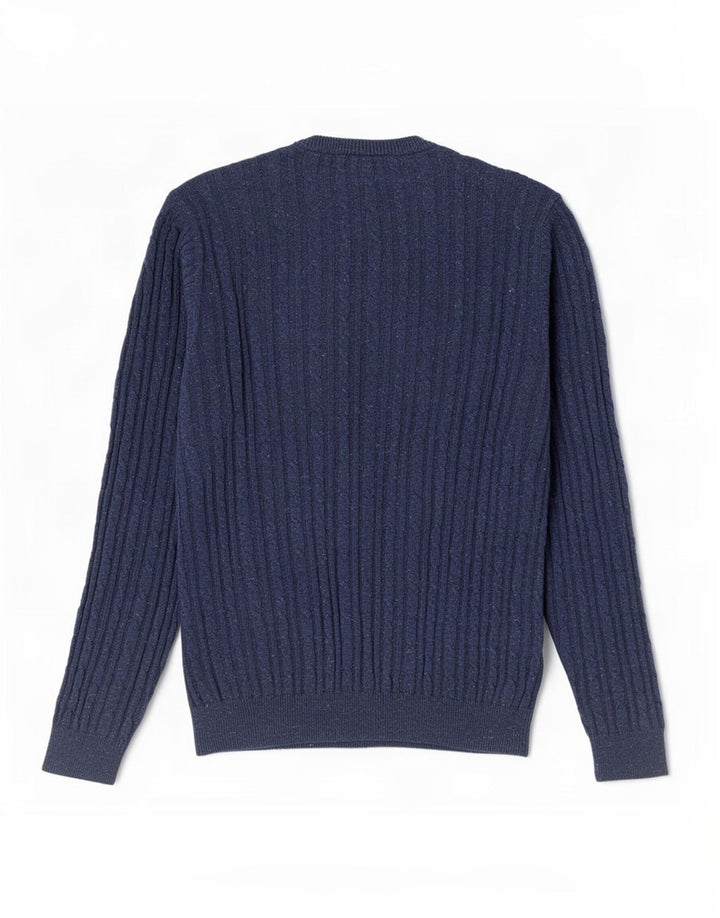 Jack Wills Ανδρικό πουλόβερ με λαιμόκοψη μεσαίου μπλε βαμβακερό