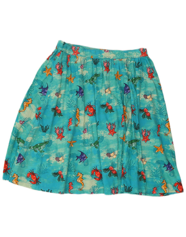 Lindy bop Γυναικεία φούστα με αφηρημένο σχέδιο UK 12 Medium W30 Μπλε βαμβακερή