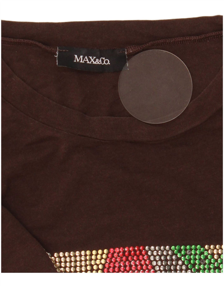 Max & Co. Γυναικείο γραφικό T-Shirt Top UK 10 Small Brown