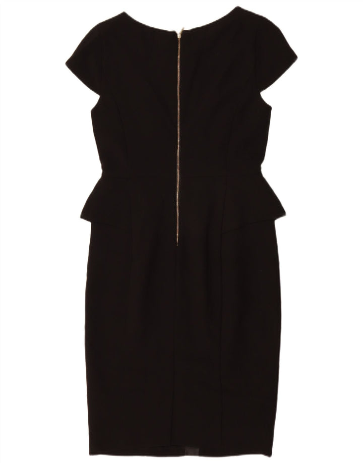 MARKS & SPENCER Γυναικείο αυτόγραφο Peplum φόρεμα UK 10 μικρό μαύρο πολυεστέρα
