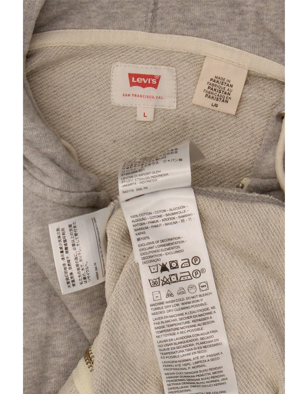 Ανδρικό πουλόβερ με κουκούλα με φερμουάρ Levi's Μεγάλο βαμβακερό γκρι