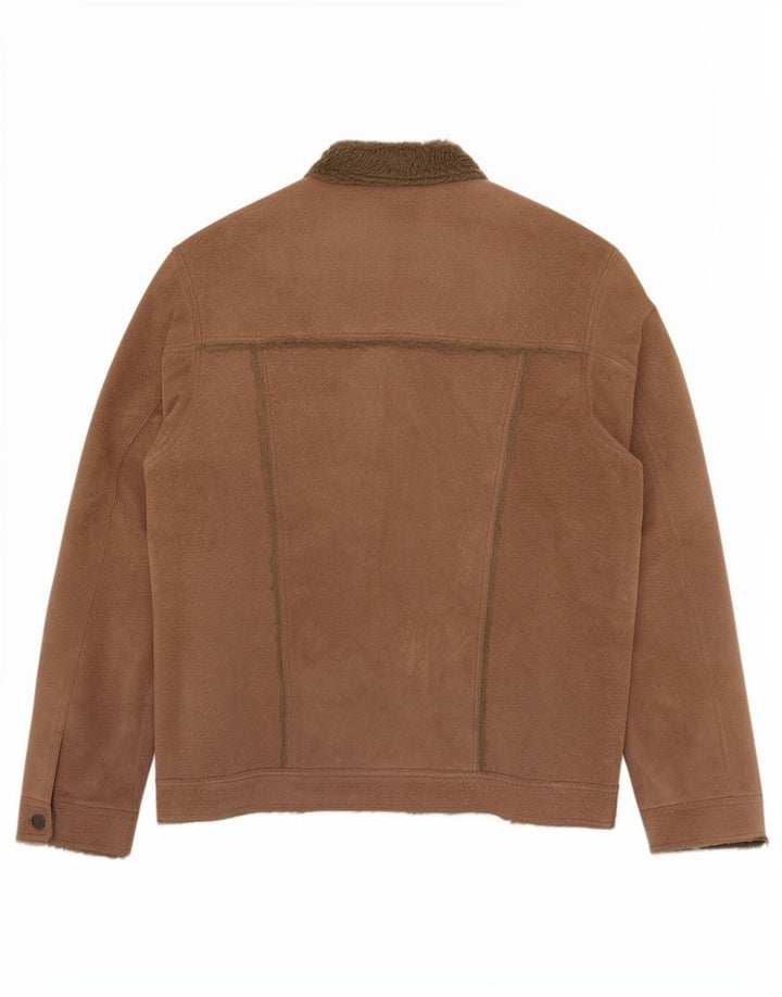 Borsani Ανδρικό Sherpa Δερμάτινο Μπουφάν UK 40 Large Brown Δερμάτινο