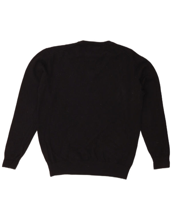 MARLBORO CLASSICS Mens V-Neck Jumper Sweater XL Black Wool