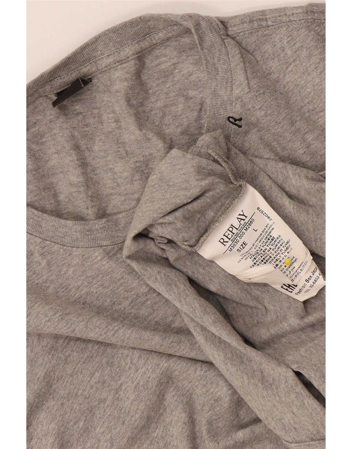 Ανδρικό T-Shirt Replay Top Large Grey Flecked Cotton