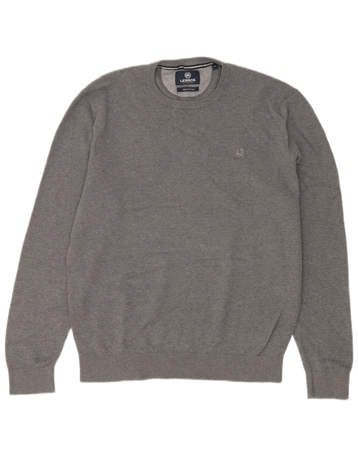 Ανδρικό πουλόβερ Lerros Crew Neck Jumper XL Γκρι βαμβακερό