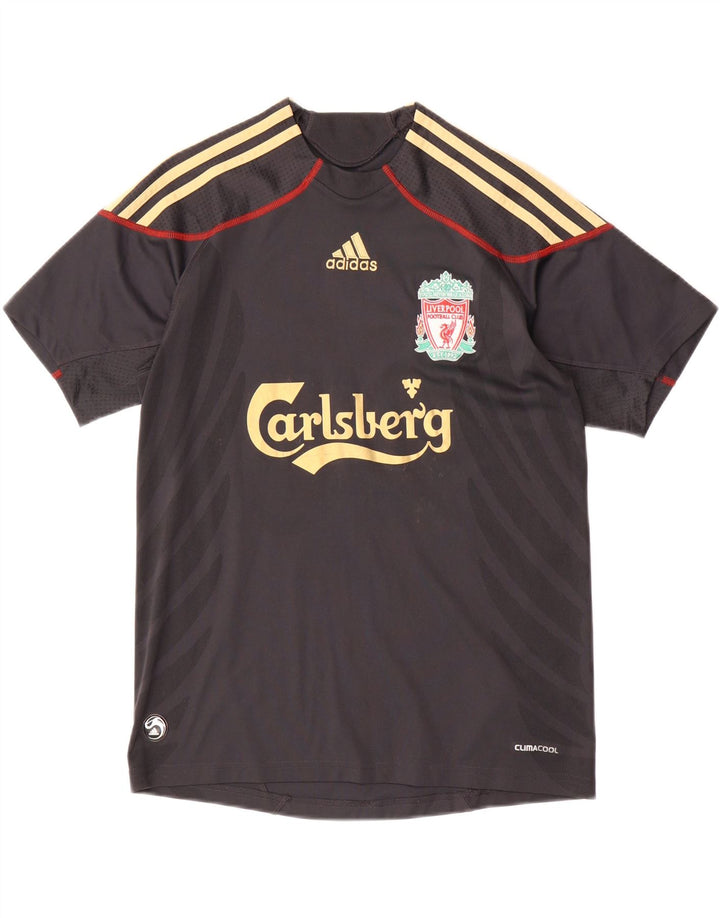 ADIDAS Boys Liverpool Graphic T-shirt Top 13-14 Years Black Polyester