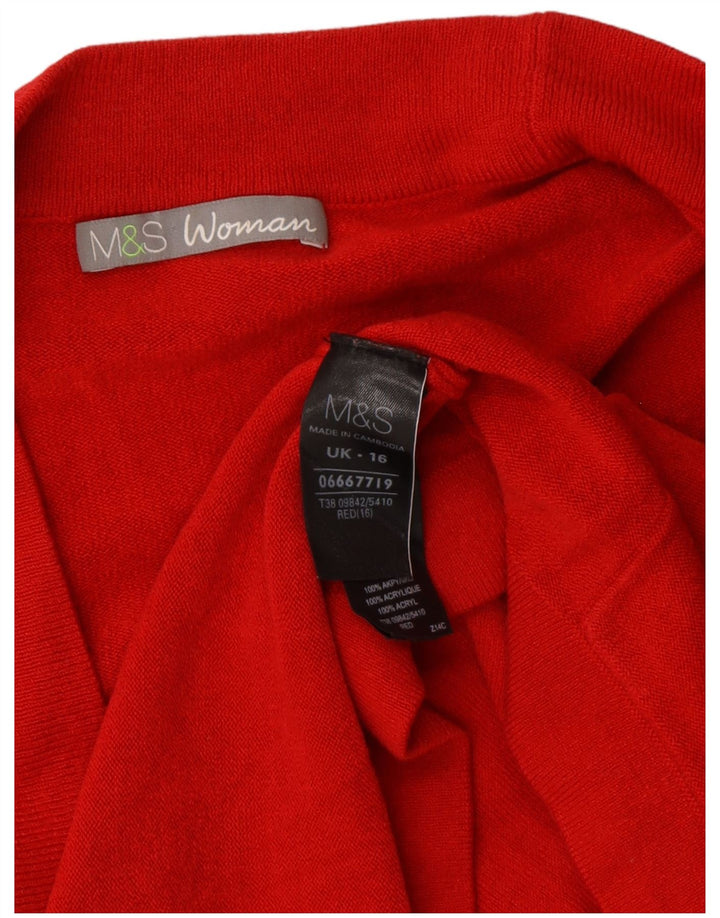 Marks & Spencer Γυναικείο ανοιχτό πουλόβερ ζακέτα UK 16 μεγάλο κόκκινο ακρυλικό