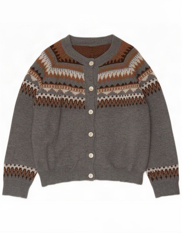 Γυναικεία ζακέτα Vintage UK 16 Large Grey Fair Isle Polyester