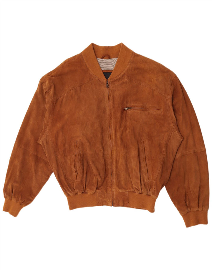 M. Flues Ανδρικό Suede Bomber Jacket UK 40 Large Brown Δερμάτινο