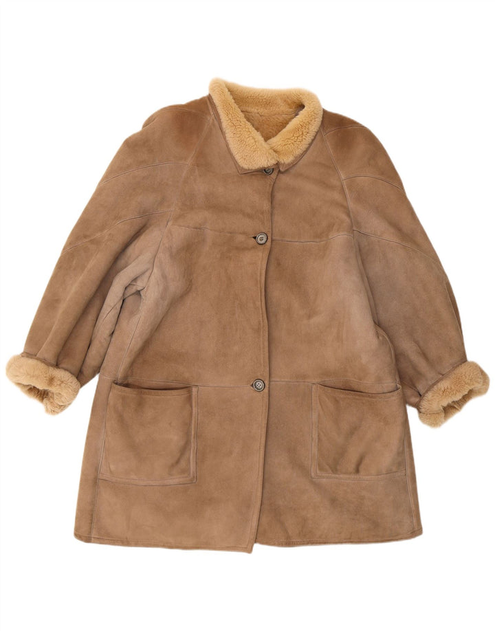 Vintage Γυναικείο Παλτό Shearling Loose Fit IT 44 Μεσαίο Καφέ Classic
