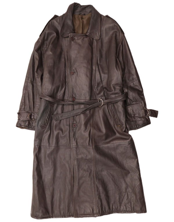 MAX MOSER Ανδρικό Δερμάτινο Παλτό IT 56 3XL Καφέ Δερμάτινο