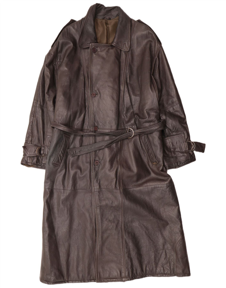 MAX MOSER Ανδρικό Δερμάτινο Παλτό IT 56 3XL Καφέ Δερμάτινο