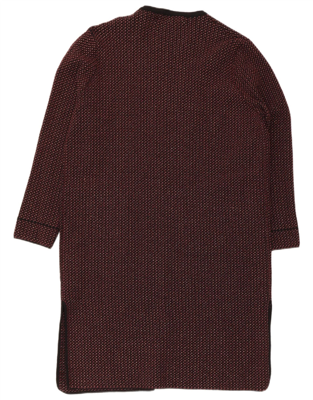 Zara Γυναικείο Longline Ζακέτα πουλόβερ UK 14 Medium Red Geometric