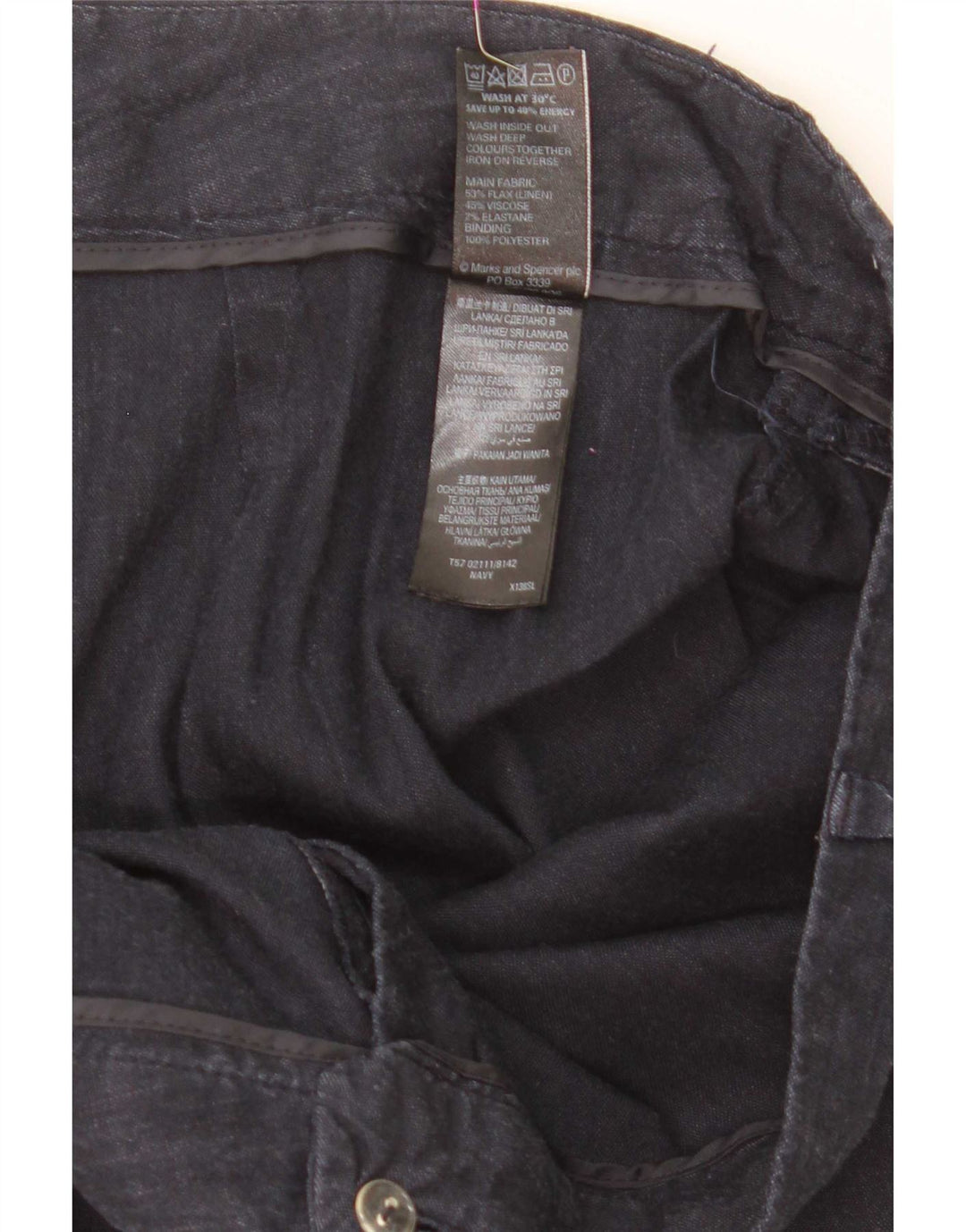 Marks & Spencer Γυναικείο Cropped Παντελόνι W36 L25 Navy Blue Λινό