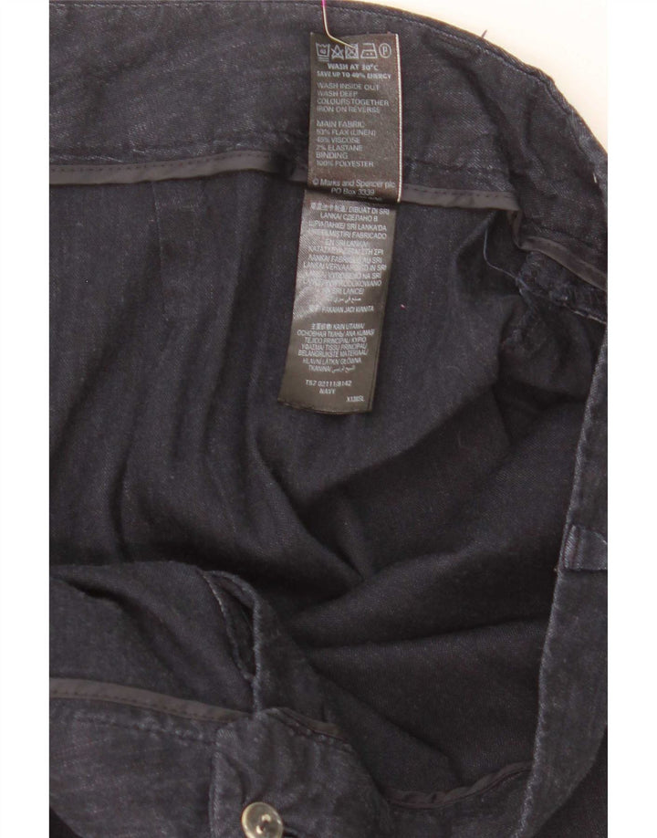 Marks & Spencer Γυναικείο Cropped Παντελόνι W36 L25 Navy Blue Λινό