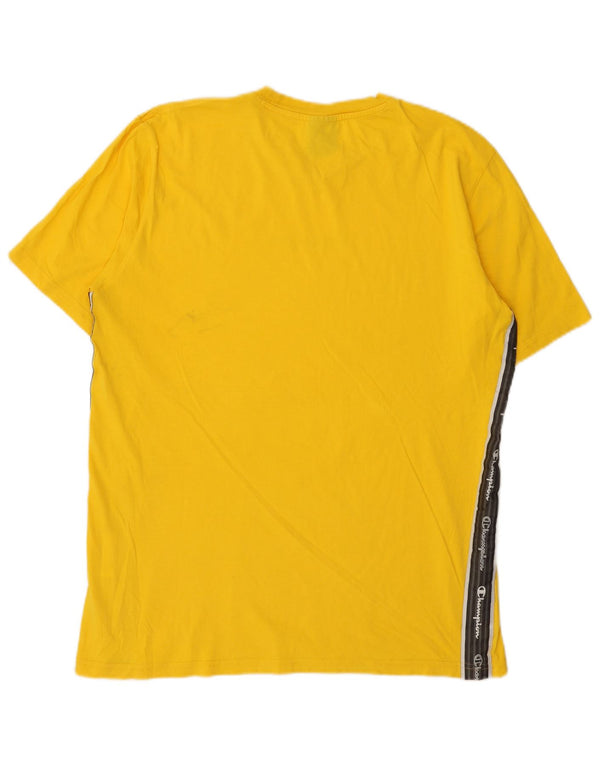 Ανδρικό γραφικό T-Shirt Champion Top Large Yellow Colourblock Βαμβακερό