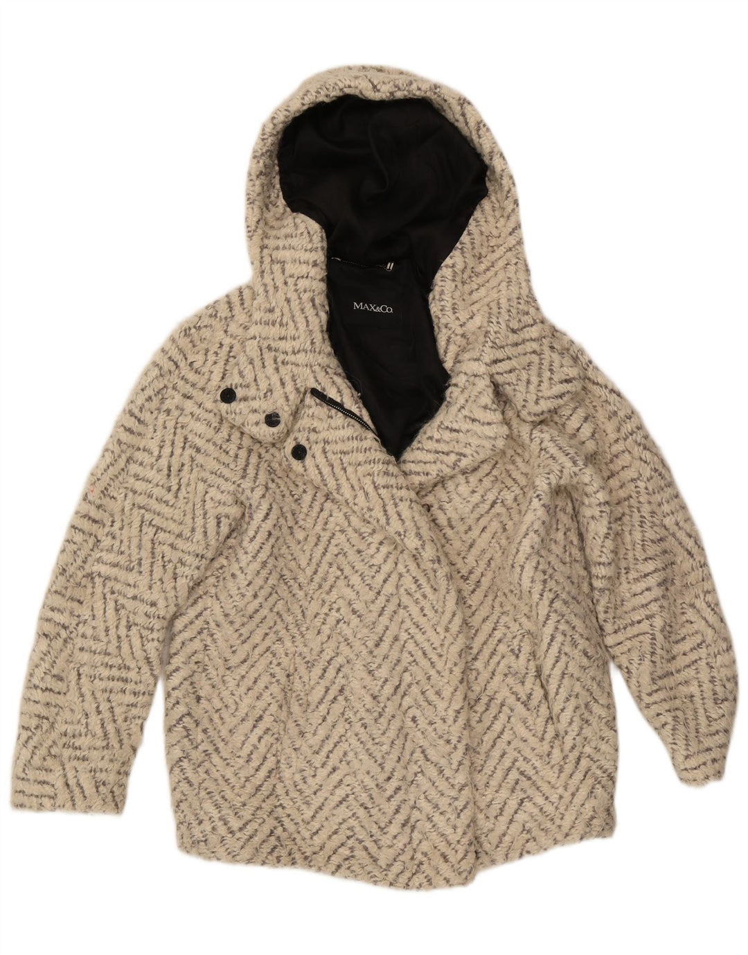 Max & Co. Γυναικείο Πανωφόρι με κουκούλα UK 6 XS Off White Chevron