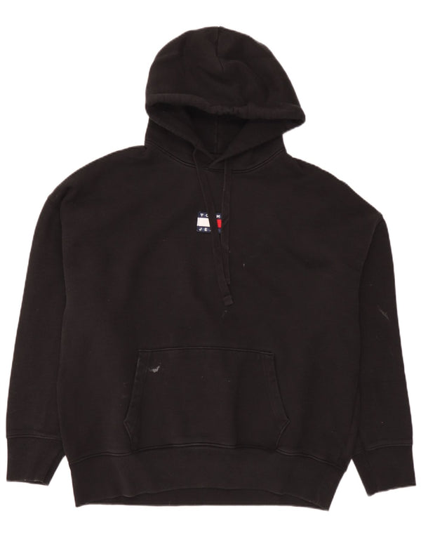 Tommy Hilfiger Mens Loose Fit Hoodie Jumper Μεγάλο Μαύρο Βαμβακερό