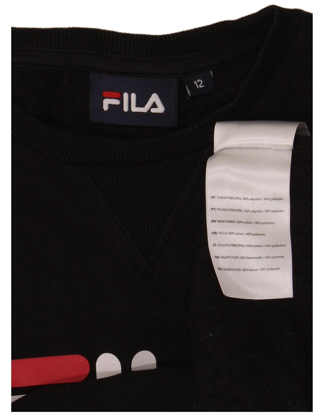 Fila Boys Graphic Φούτερ Jumper 11-12 ετών Μαύρο Βαμβακερό