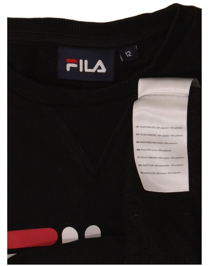 Fila Boys Graphic Φούτερ Jumper 11-12 ετών Μαύρο Βαμβακερό