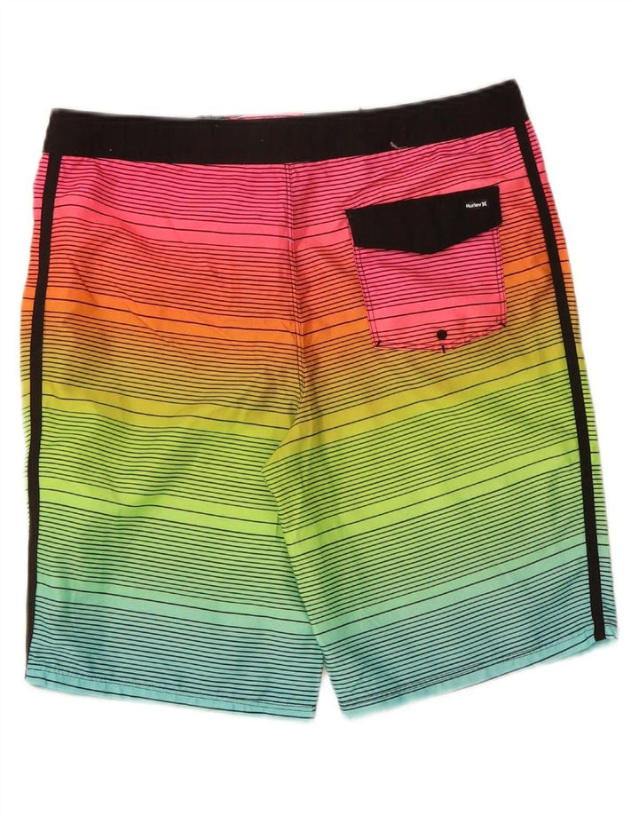 HURLEY Boys Swimming Shorts 15-16 Years XL Multicoloured Striped Polyester