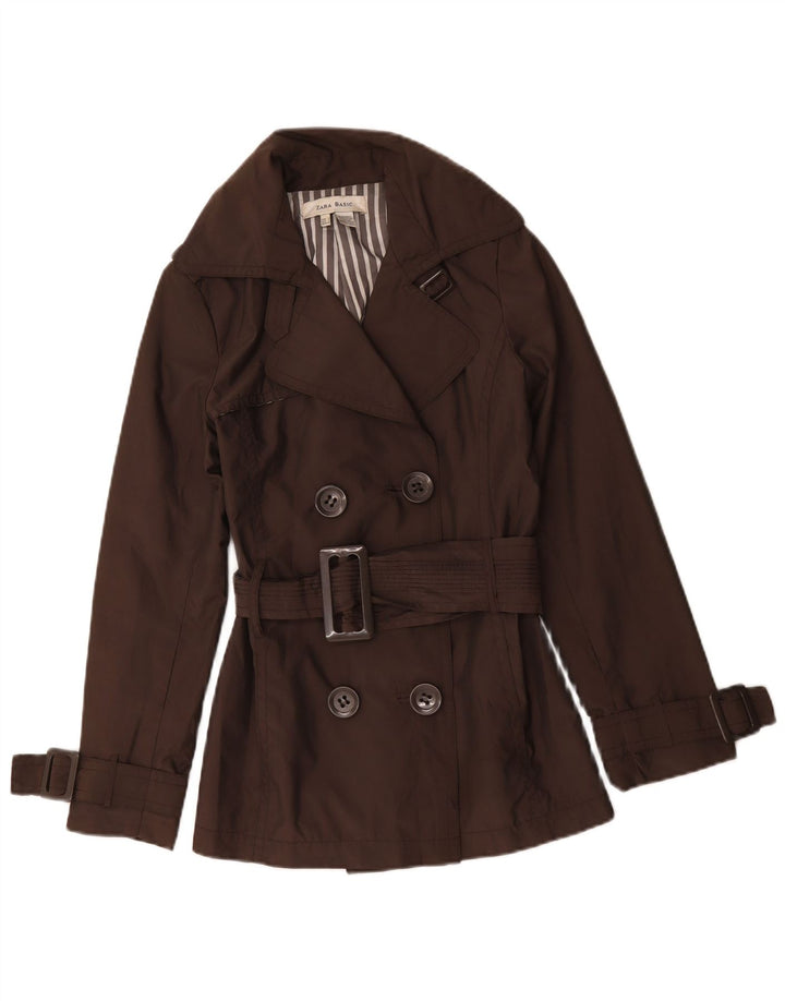 Zara Γυναικεία καμπαρντίνα με διπλό στήθος UK 10 Small Brown Nylon