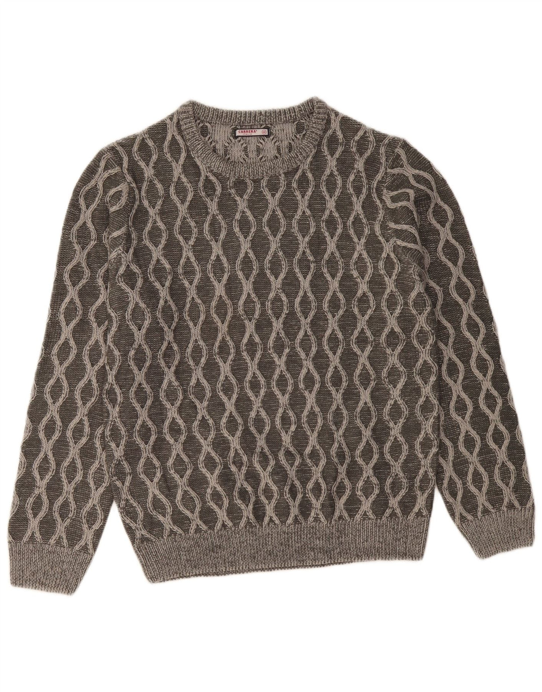 CARRERA Ανδρικό πουλόβερ με λαιμόκοψη μεσαίου γκρι γεωμετρικό ακρυλικό