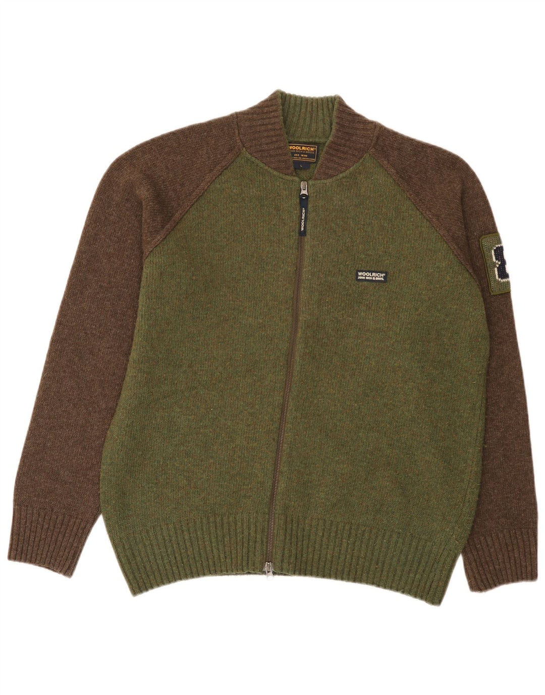 Woolrich Ανδρικό πουλόβερ με γραφικό ζακέτα με μεγάλο πράσινο χρώμα μαλλί