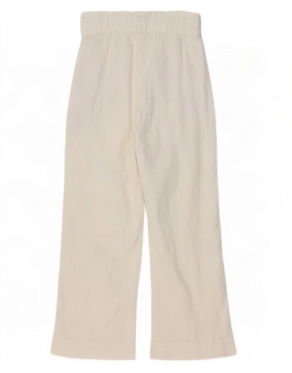 Marks & Spencer Womens Wide Leg Chino Trousers UK 10 Small W30 L30 White