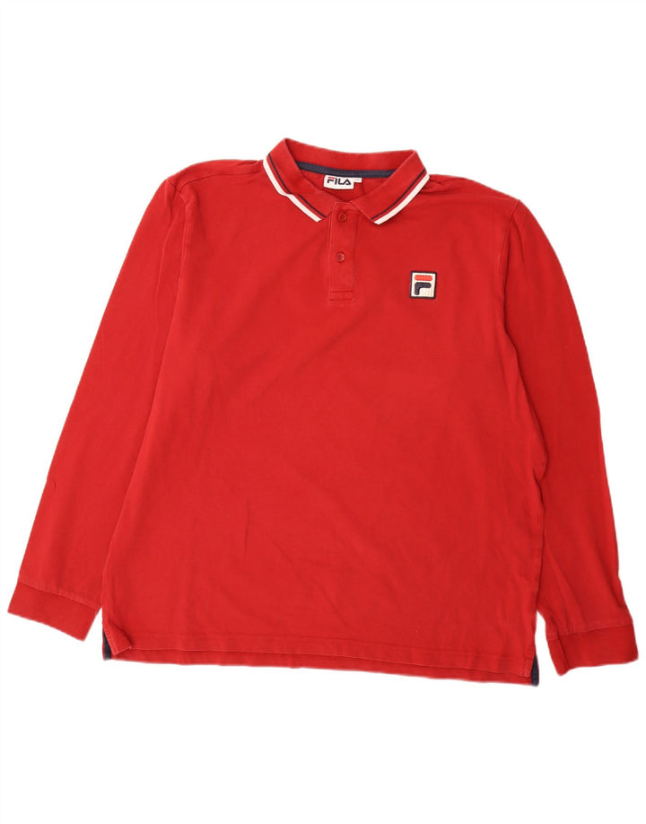 Fila Ανδρικό μακρυμάνικο μπλουζάκι πόλο 2XL κόκκινο ριγέ