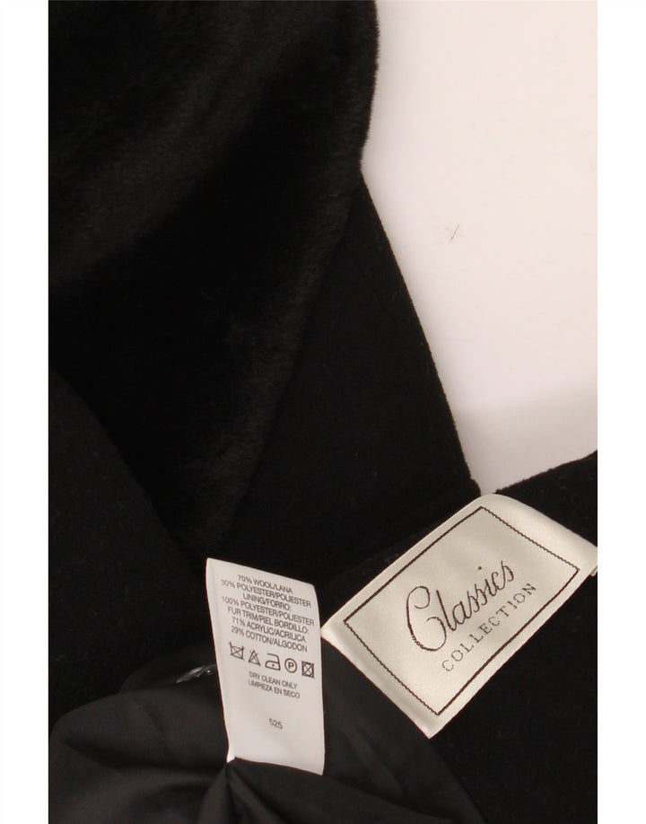 St. Bernard Γυναικείο παλτό με διπλό στήθος UK 14 μεγάλο μαύρο μαλλί