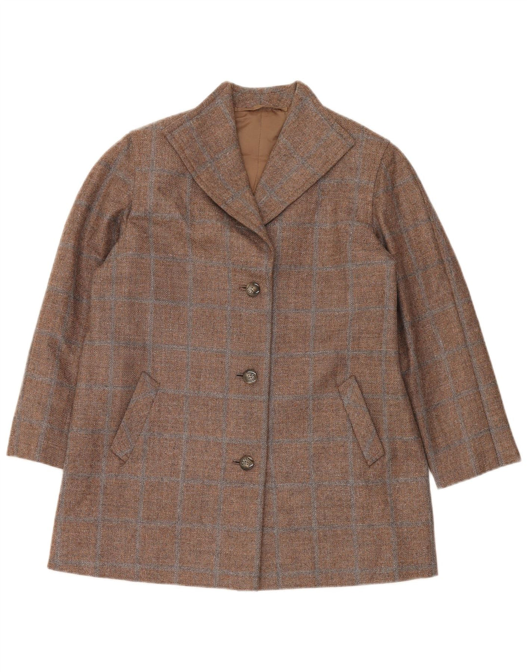 Vintage γυναικείο σακάκι με 3 κουμπιά σακάκι UK 14 Large Brown Check