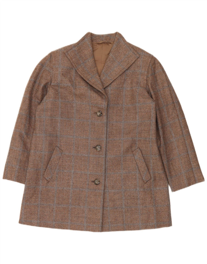 Vintage γυναικείο σακάκι με 3 κουμπιά σακάκι UK 14 Large Brown Check