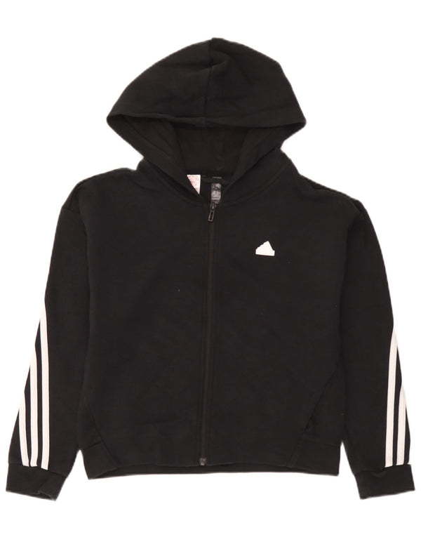Adidas Boys Zip Hoodie πουλόβερ 11-12 ετών μαύρο βαμβακερό