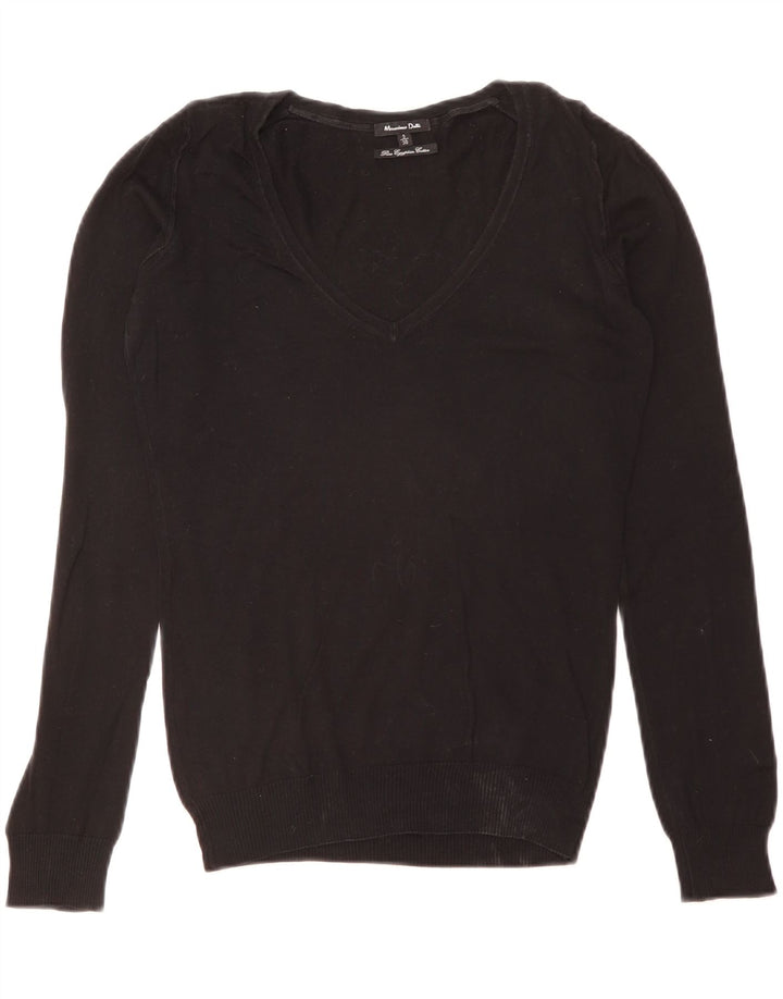 Massimo Dutti Γυναικείο πουλόβερ με V λαιμόκοψη UK 10 Small Black