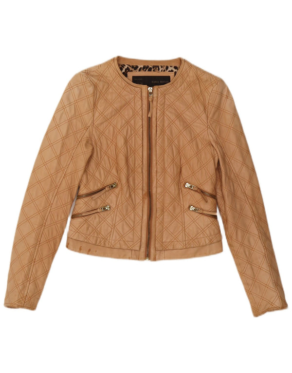 Zara γυναικείο δερμάτινο καπιτονέ μπουφάν Zara 8 Small Beige Polyester
