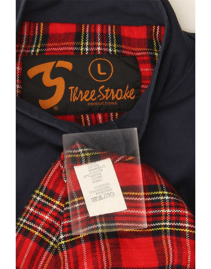 Three Stroke Ανδρικό Bomber Jacket UK 40 Large Navy Blue Cotton