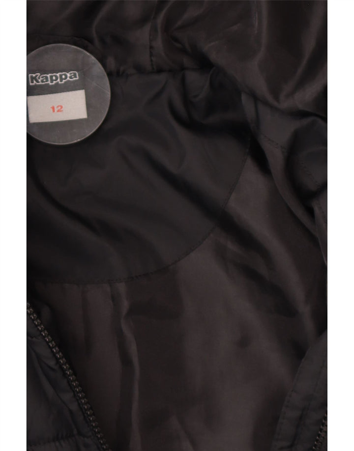 KAPPA Womens Hooded Padded Jacket UK 12 Medium Black Polyester Vintage Kappa and Second-Hand Kappa from Messina Hembry 